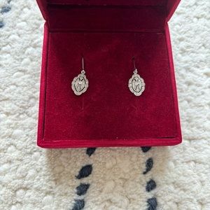 Affinity diamond and silver antique style drop earrings